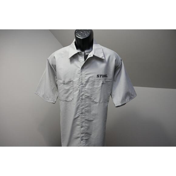 STIHL Button Up Work Shirt Polyester Cotton Red Kap Short Sleeve Mens Sz XL NWT - Picture 2 of 10